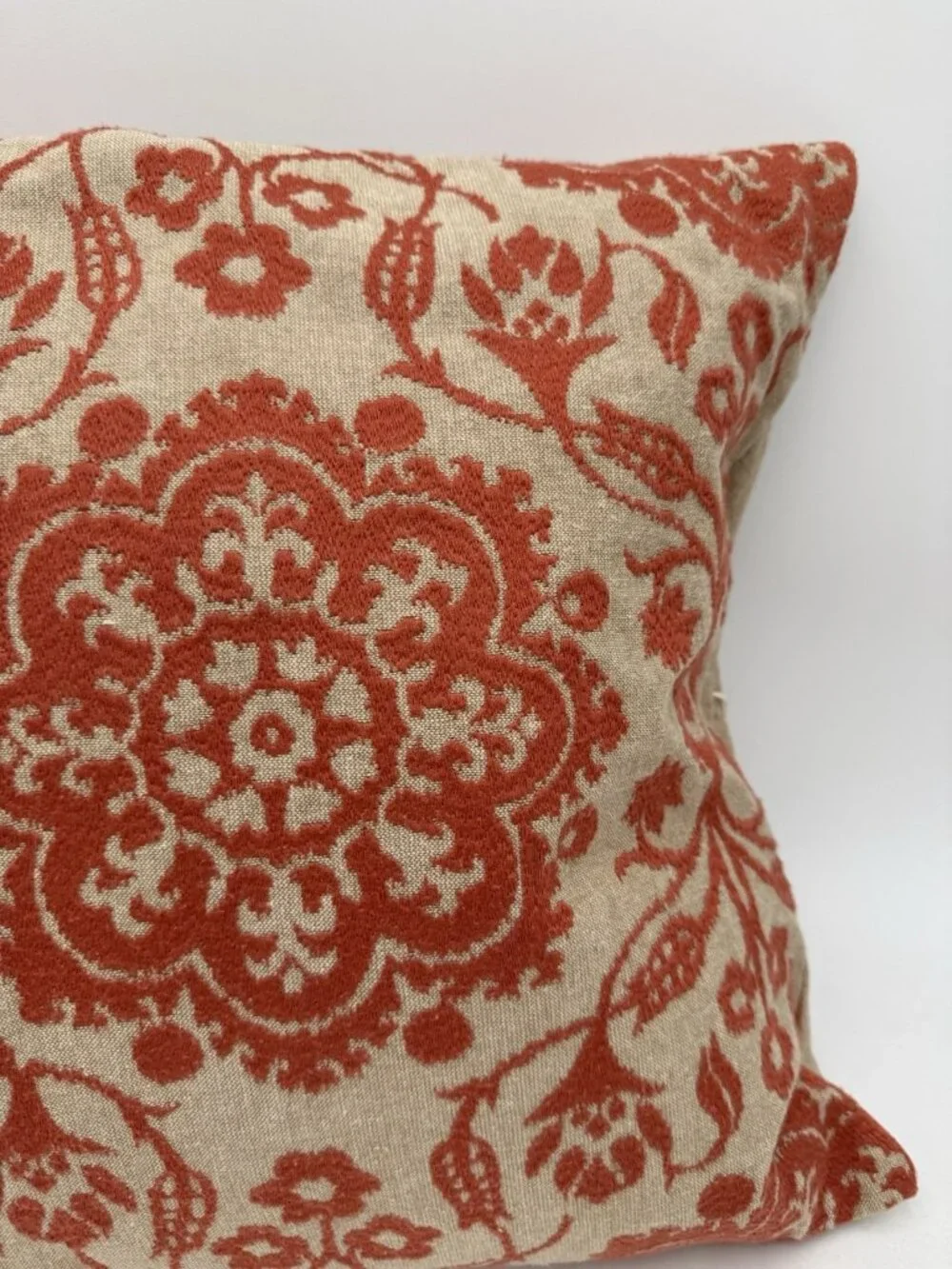 Pottery Barn 18 x 18 Woven Textured Pillow Covers Orange Tan Mandala Cotton
